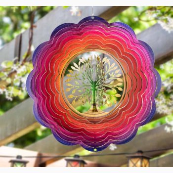 Vindspinner i rustfrit stl - 3D Livets tr Regnbue ( 25 cm)