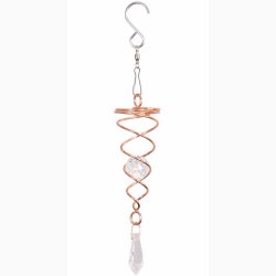 Vindspinner i kobberfarvet stl/glas med 1 facetslebet glaskugle (Klar) og Klar prisme H: 16 cm