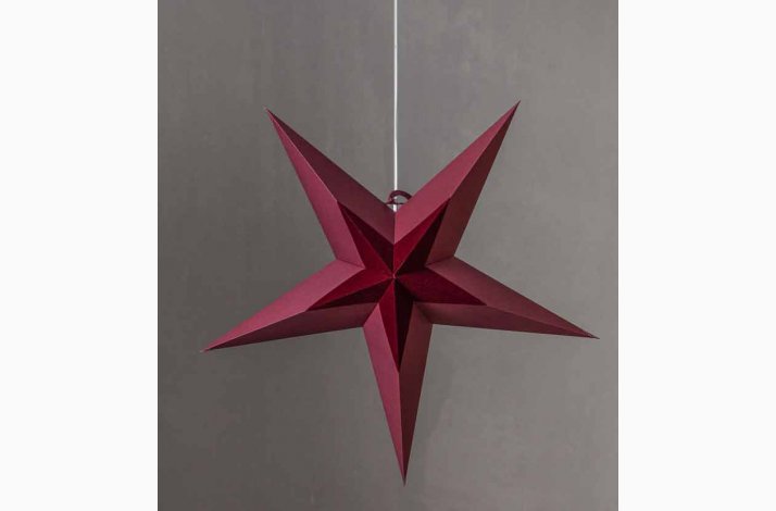 Elegant stjerne røde toner med velour i midten af stjernen i papir Ø cm - Papirstjerne - Julebelysning - Frøtorvet ApS