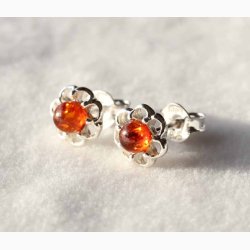 restikker slvblomst med ravkugle - Ravsmykke