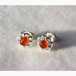 restikker slvblomst med ravkugle - Ravsmykke