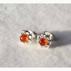 restikker slvblomst med ravkugle - Ravsmykke