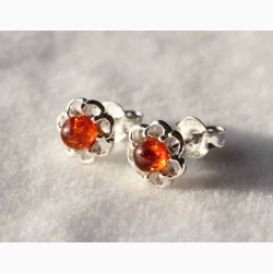 restikker slvblomst med ravkugle - Ravsmykke