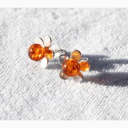 restikker slvblomst med stor ravkugle - Ravsmykke