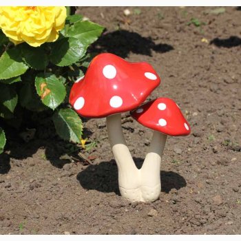 Paddehatte 2 i en 21 cm, Rd fluesvamp i keramik