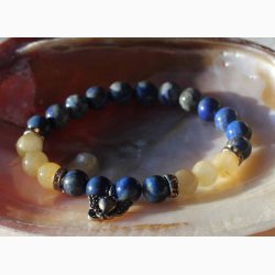 Armbnd lapis lazuli/rutileret kvarts med Ganesha - Krystal armbnd