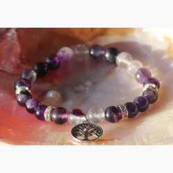 Armbnd med fluorit/ametyst med livets tr - Krystal armbnd