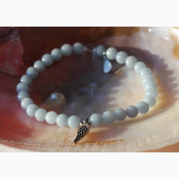 Armbnd Angelite med engleformede vinge - Krystal armbnd