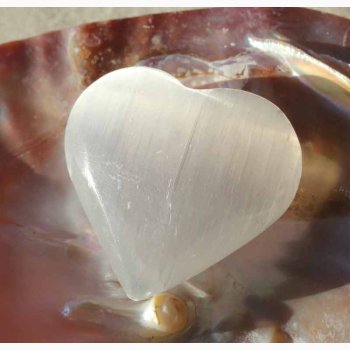 Hvid selenit hjerte mineral sten ca. 4,5*4 cm