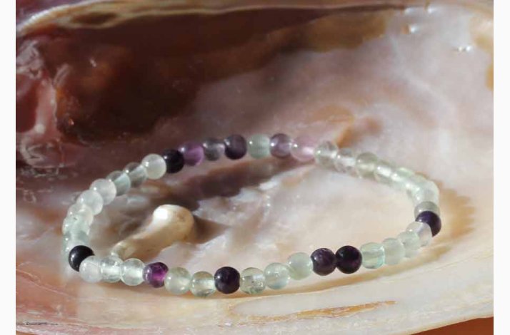 Armbnd med fluorit kugleformede - Krystal armbnd