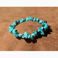 Armbnd turkisfarvet magnesit chip i elastik - Krystal armbnd