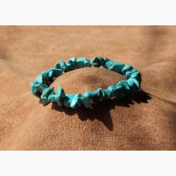 Armbnd turkisfarvet magnesit chip i elastik - Krystal armbnd