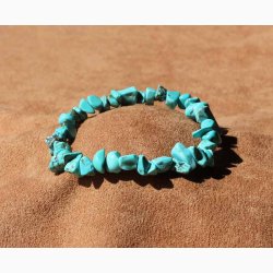 Armbnd turkisfarvet magnesit chip i elastik - Krystal armbnd