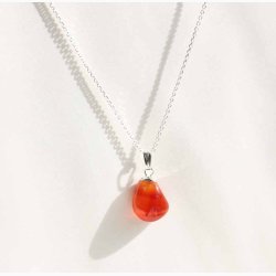 Karneol med metalhtte - krystal vedhng