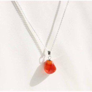 Karneol med metalhtte - krystal vedhng