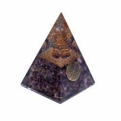 Orgonit Pyramide ametyst med livets blomst 5 x 5 x 8 cm