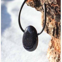 Bl Guldsten drbe krystal vedhng