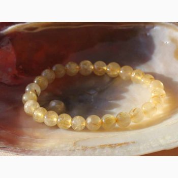 Armbnd rutileret kvarts (kugler 7-8 mm) krystal armbnd