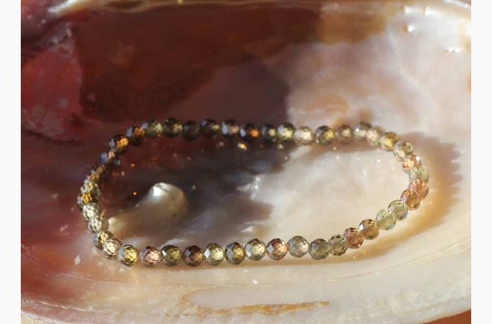 Armbnd Zircon 4 mm Grn/Brun - Krystal armbnd
