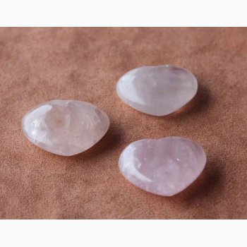 Rosakvarts hjerte krystal stk. pris (Fra 3,5 cm til 4 cm)