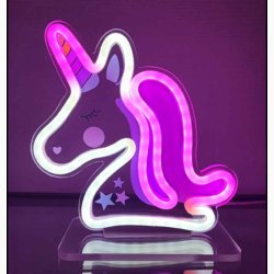 Unicorn Neon Skilt &#129412; - 19x20 cm - Enhjrning Skilt
