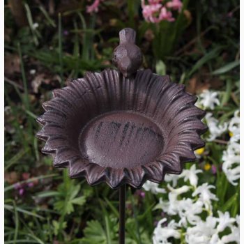 Foder- eller vandskl Solsikke - stbejern, L 13.7 x B 13.7 x H 76.5 cm