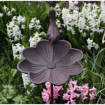 Fuglebad Blomst p spyd i stbejern H: 91 cm, L:19,5, B:17,8