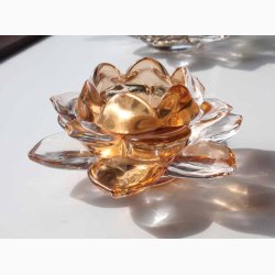 Glas Lotus fyrfadsstage D:12 cm, Amber