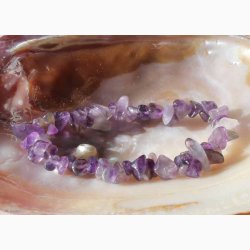 Armbnd med Ametyst chip - Krystal armbnd