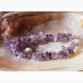 Armbnd med Ametyst chip - Krystal armbnd