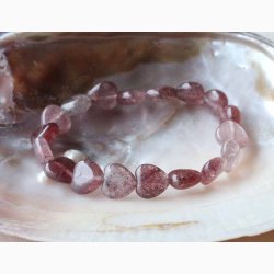 Armbnd med Jordbrkvarts hjerter (hjerter (B: ca.1 cm)