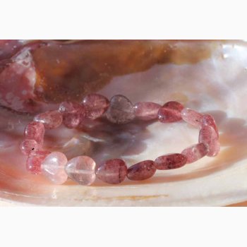 Armbnd med Jordbrkvarts hjerter (hjerter (B: ca.1 cm)