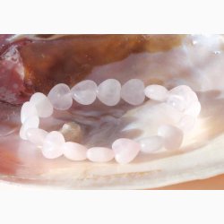 Armbnd med Rosenkvarts hjerter (B: ca.1 cm hjerter) - Krystal armbnd