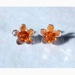 restikker slvblomst med stor ravkugle - Ravsmykke