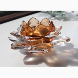 Glas Lotus fyrfadsstage D:12 cm, Kobber