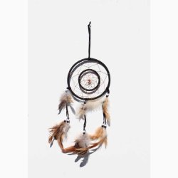 Drmmefanger 2 cirkler med Gyldne fjer - diameter 16 cm - lngde 50 cm, vlg