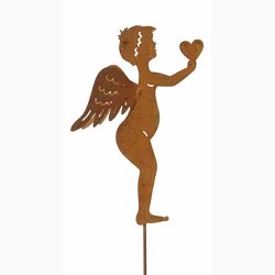 Englebarn p metalstick rustrd patina H:28 cm incl stick.