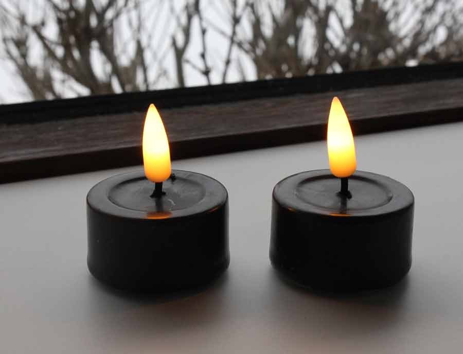 3D flamme Sorte LED fyrfadslys i stearin - Fyrfadslys til - Frøtorvet ApS