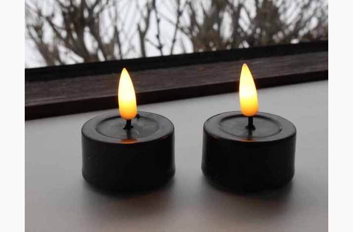 opskrift Bemærkelsesværdig Bølle 3D flamme 2 Sorte LED fyrfadslys i stearin - LED Fyrfadslys til batteri -  Frøtorvet ApS