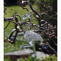 Glas Flamingo som str p et ben H:10 cm og med ophng, vlg