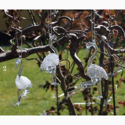 Glas Flamingo som str p et ben H:10 cm og med ophng, vlg