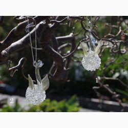 Glas Svane med guldfarvet vinger H: 6 cm og med ophng, vlg