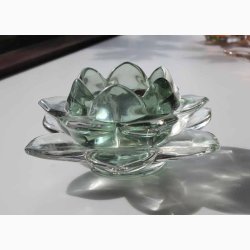 Glas Lotus fyrfadsstage D:12 cm, Blgrn