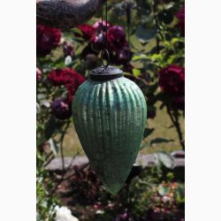 Dekorationskugle antik grn drbe (glas) 7,5x11.5 cm med ophng