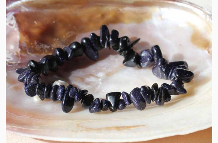Armbnd med Bl Guldsten chip - Krystal armbnd