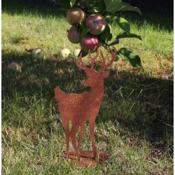 Kronhjort p plade i jern med rustrd patina H:25 cm