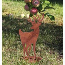 Kronhjort p plade i jern med rustrd patina H:25 cm