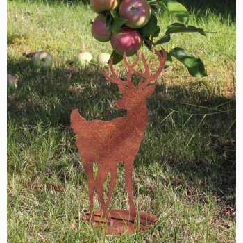 Kronhjort p plade i jern med rustrd patina H:25 cm