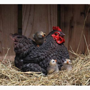 Sort Hnemor med kyllinger L:15.2 x D 12.3 x H 12 cm