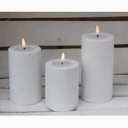 Udendrs Hvidt 3D flamme LED bloklys (H:15 cm)